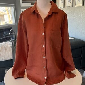 Cloth & Stone Women's Rust Button Down Linen Shirt
